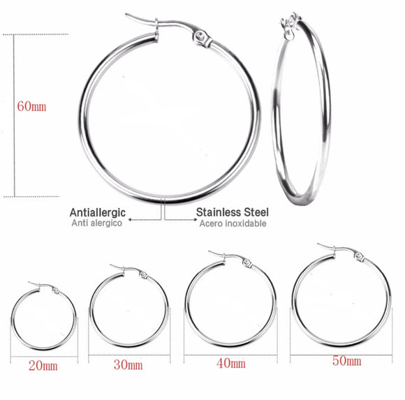 Classic Silver Stainless Hoops